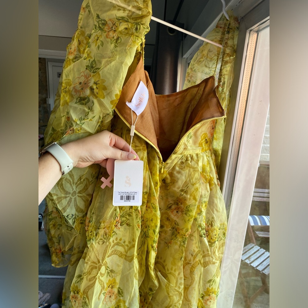 Selkie Yellow Floral Mini Puff Dress - Picture 4 of 6